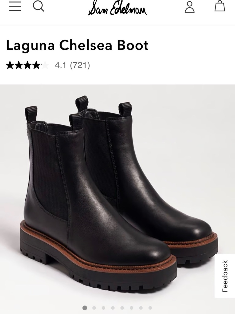 Sam Edelman Black Leather Lug Chelsea Boot size 10